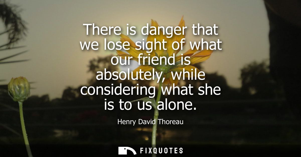 There is danger that we lose sight of what our friend is absolutely, while considering what she is to us alone