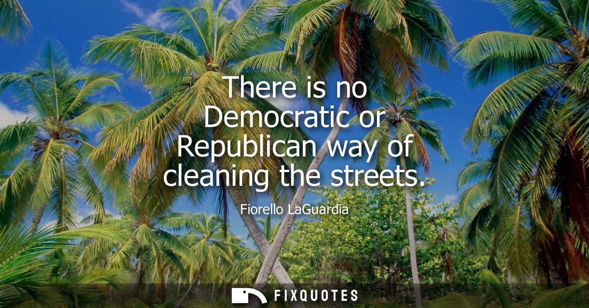 There is no Democratic or Republican way of cleaning the streets