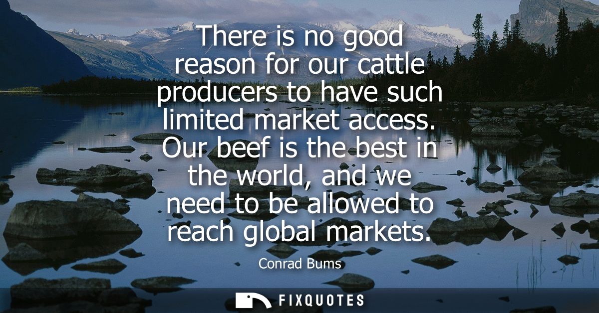 There is no good reason for our cattle producers to have such limited market access. Our beef is the best in the world, 