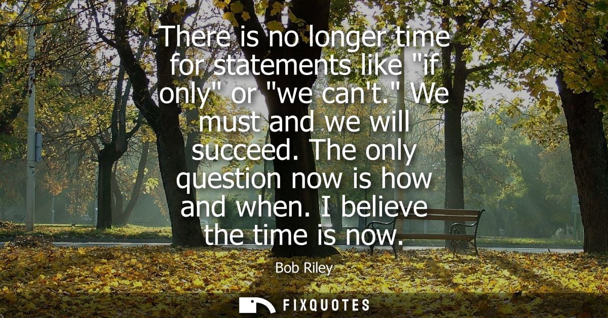 There is no longer time for statements like if only or we cant. We must and we will succeed. The only question now is ho