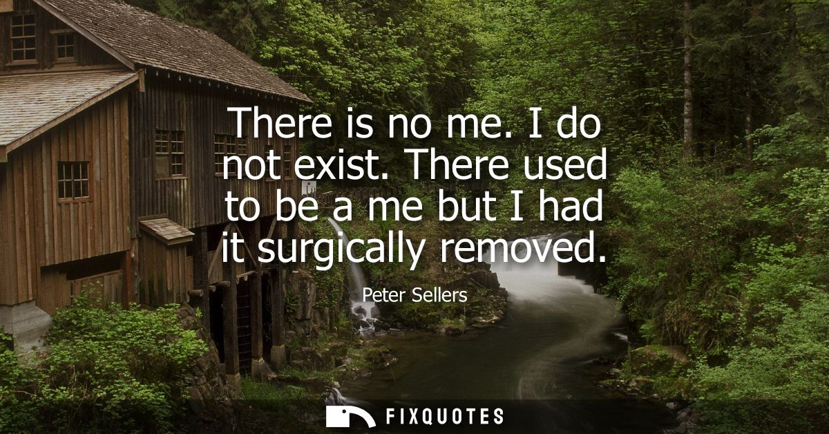 There is no me. I do not exist. There used to be a me but I had it surgically removed