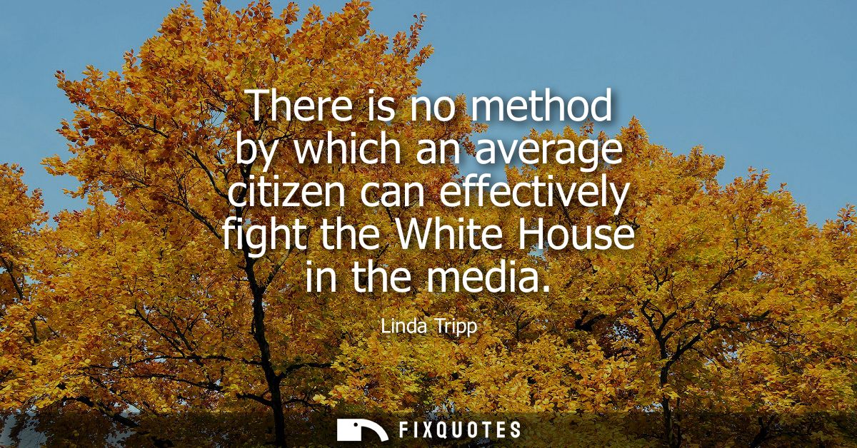 There is no method by which an average citizen can effectively fight the White House in the media - Linda Tripp