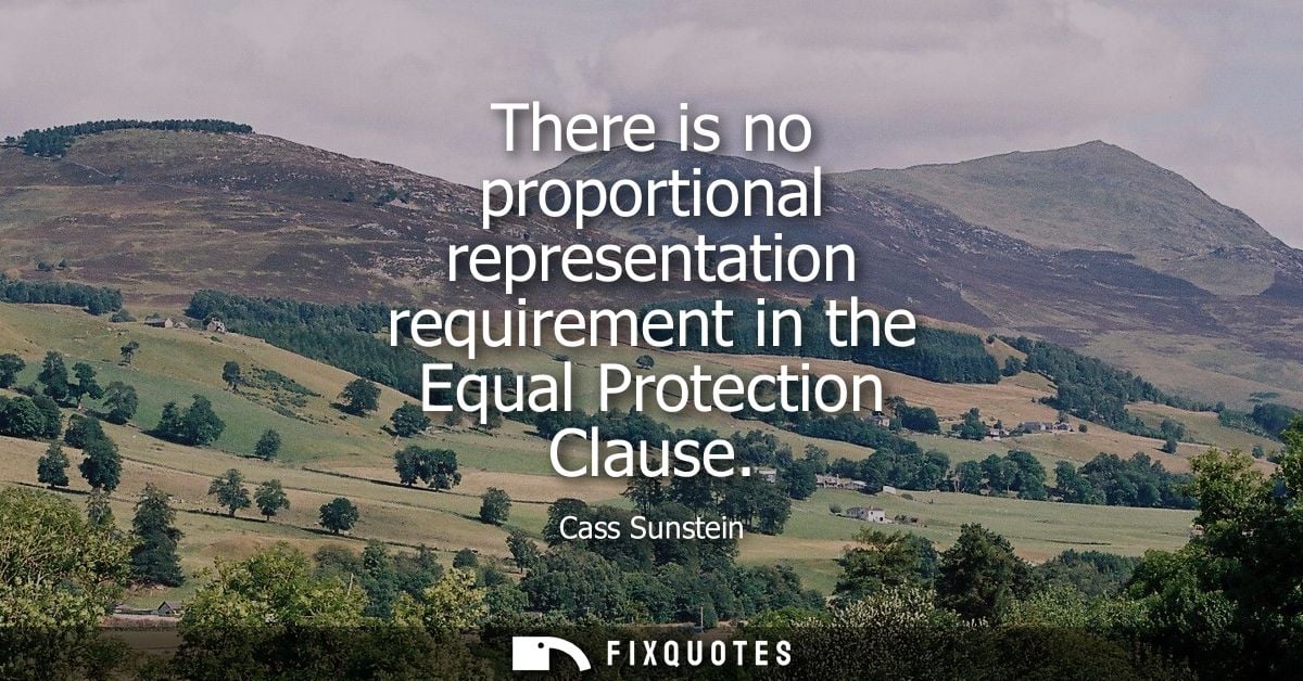 There is no proportional representation requirement in the Equal Protection Clause