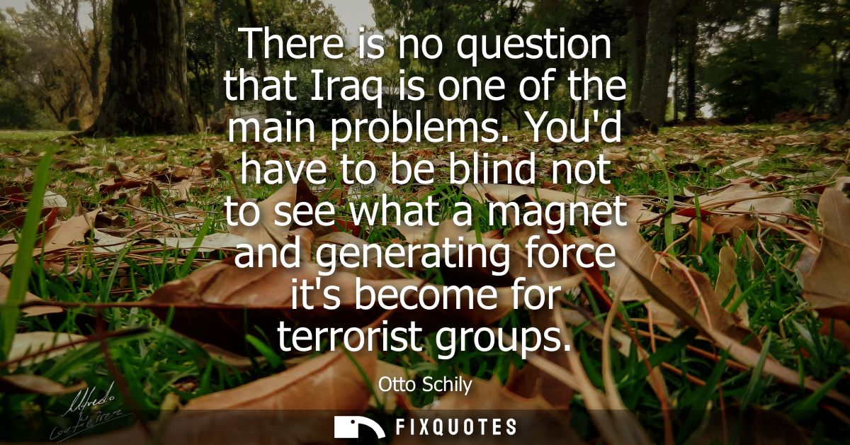There is no question that Iraq is one of the main problems. Youd have to be blind not to see what a magnet and generatin
