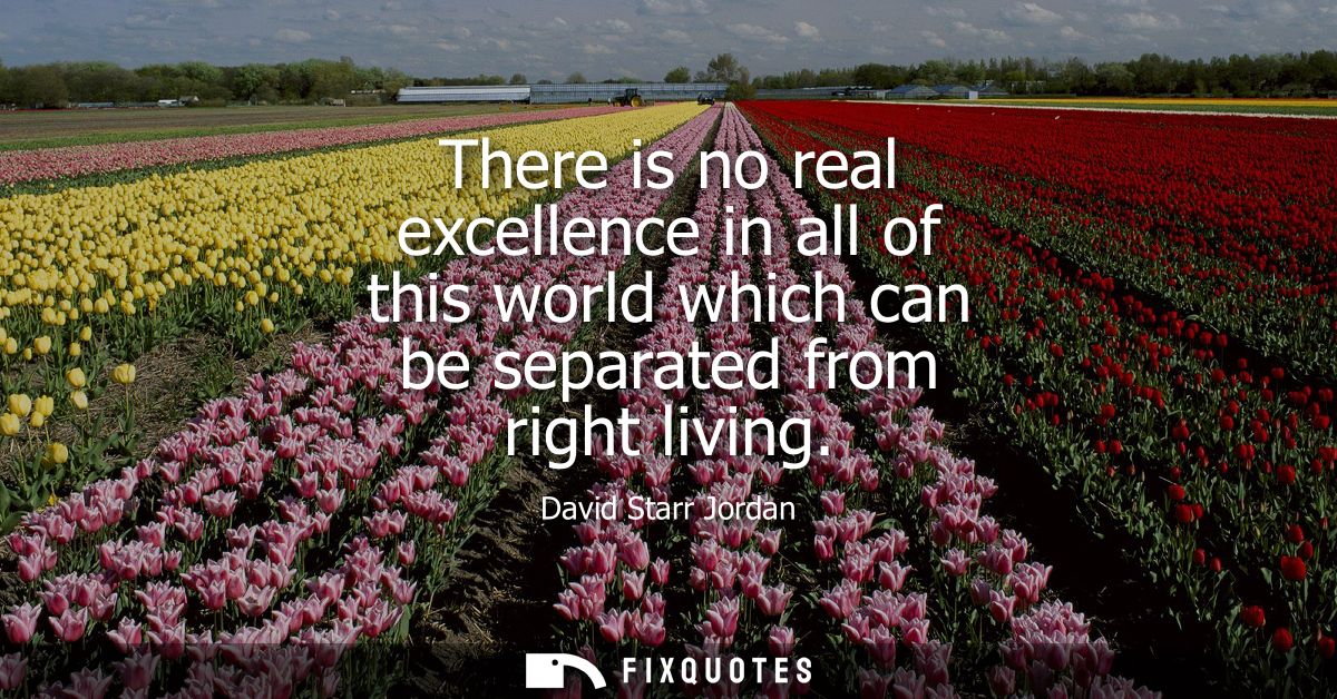 There is no real excellence in all of this world which can be separated from right living