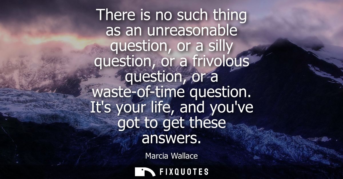 There is no such thing as an unreasonable question, or a silly question, or a frivolous question, or a waste-of-time que