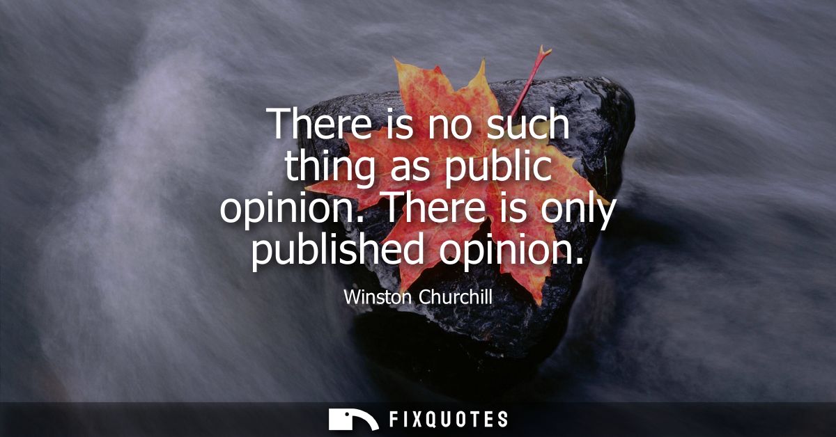 There is no such thing as public opinion. There is only published opinion