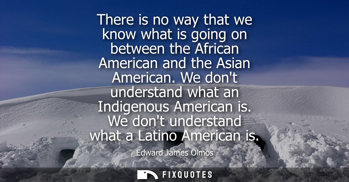 There is no way that we know what is going on between the African American and the Asian American. We dont understand wh