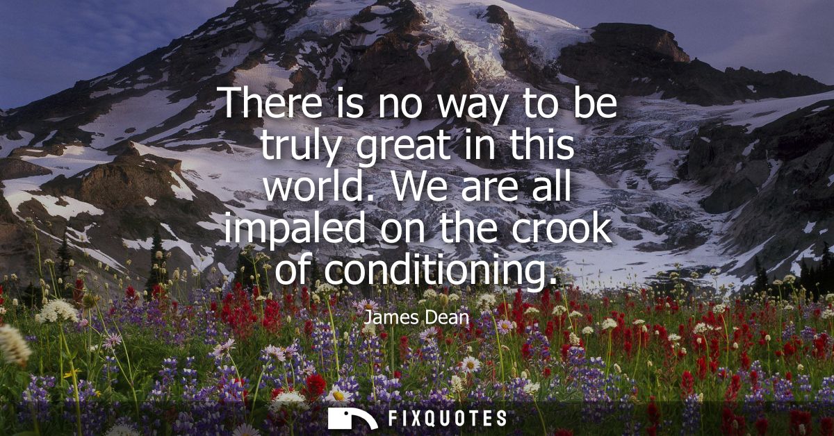 There is no way to be truly great in this world. We are all impaled on the crook of conditioning