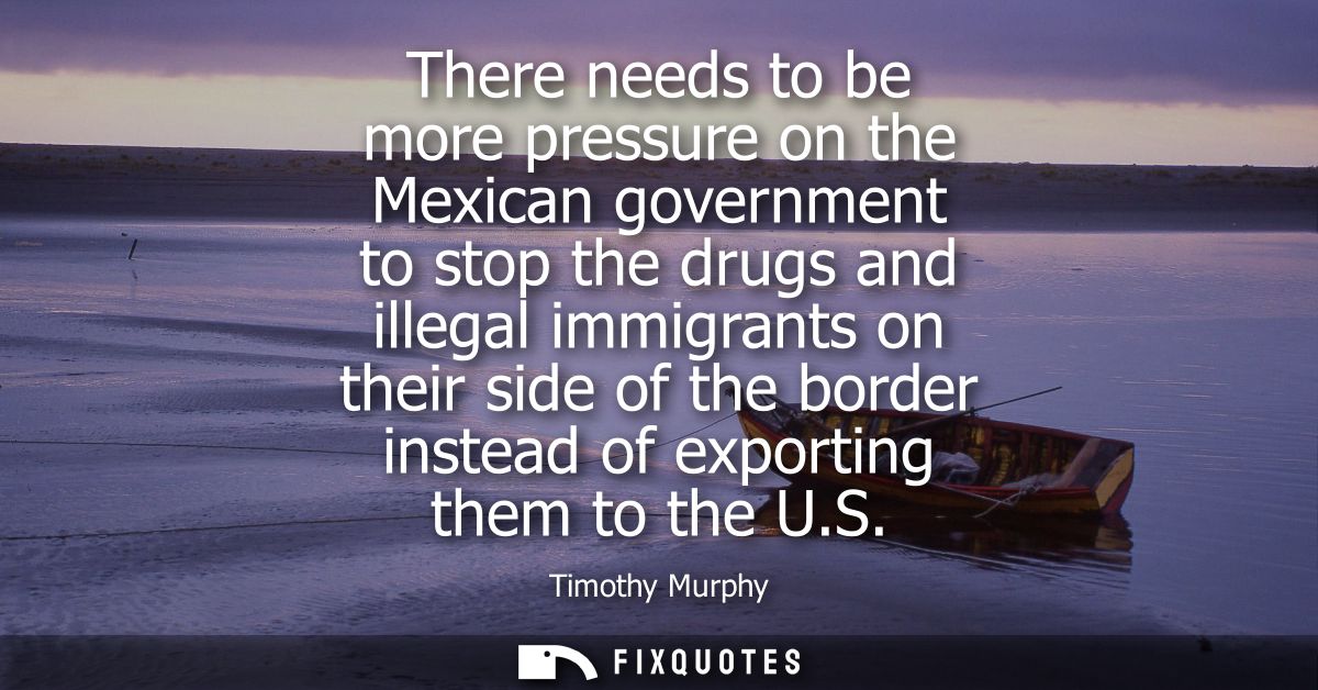 There needs to be more pressure on the Mexican government to stop the drugs and illegal immigrants on their side of the 