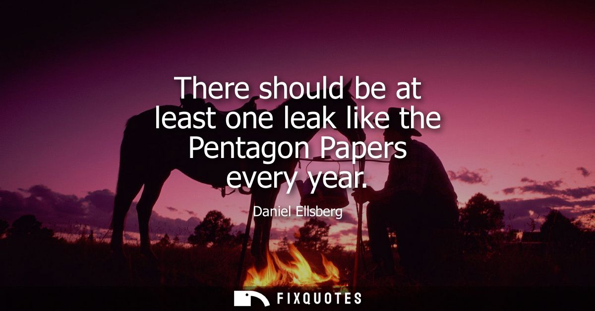 There should be at least one leak like the Pentagon Papers every year