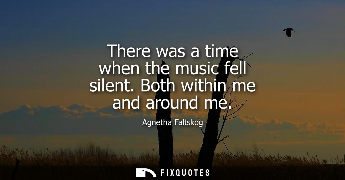 There was a time when the music fell silent. Both within me and around me