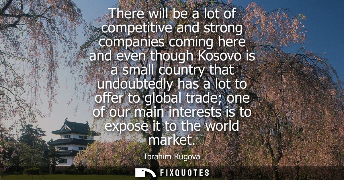 There will be a lot of competitive and strong companies coming here and even though Kosovo is a small country that undou