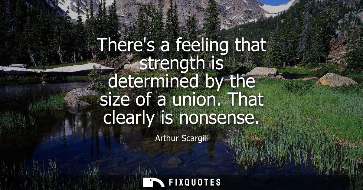 Theres a feeling that strength is determined by the size of a union. That clearly is nonsense