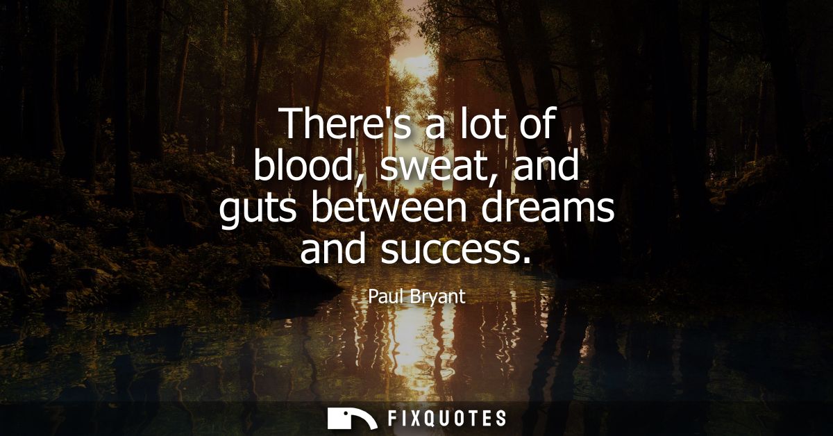 Theres a lot of blood, sweat, and guts between dreams and success