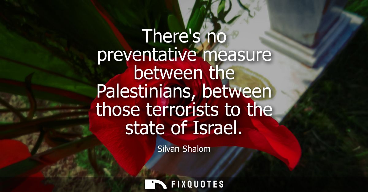 Theres no preventative measure between the Palestinians, between those terrorists to the state of Israel