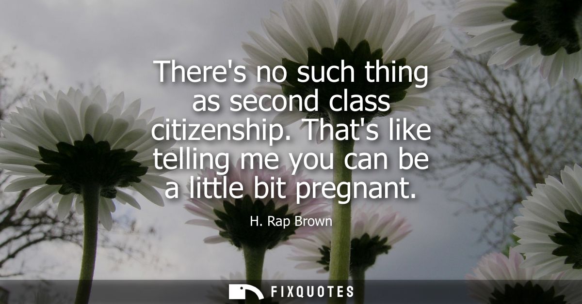 Theres no such thing as second class citizenship. Thats like telling me you can be a little bit pregnant