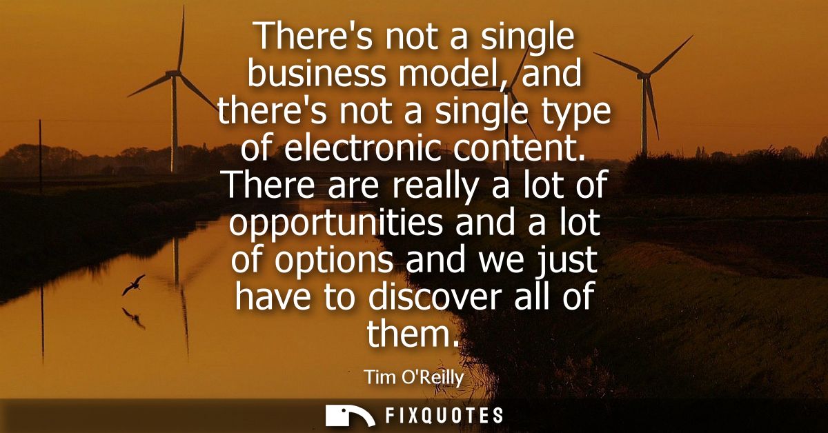 Theres not a single business model, and theres not a single type of electronic content. There are really a lot of opport