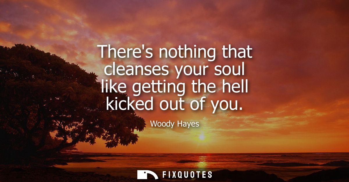 Theres nothing that cleanses your soul like getting the hell kicked out of you