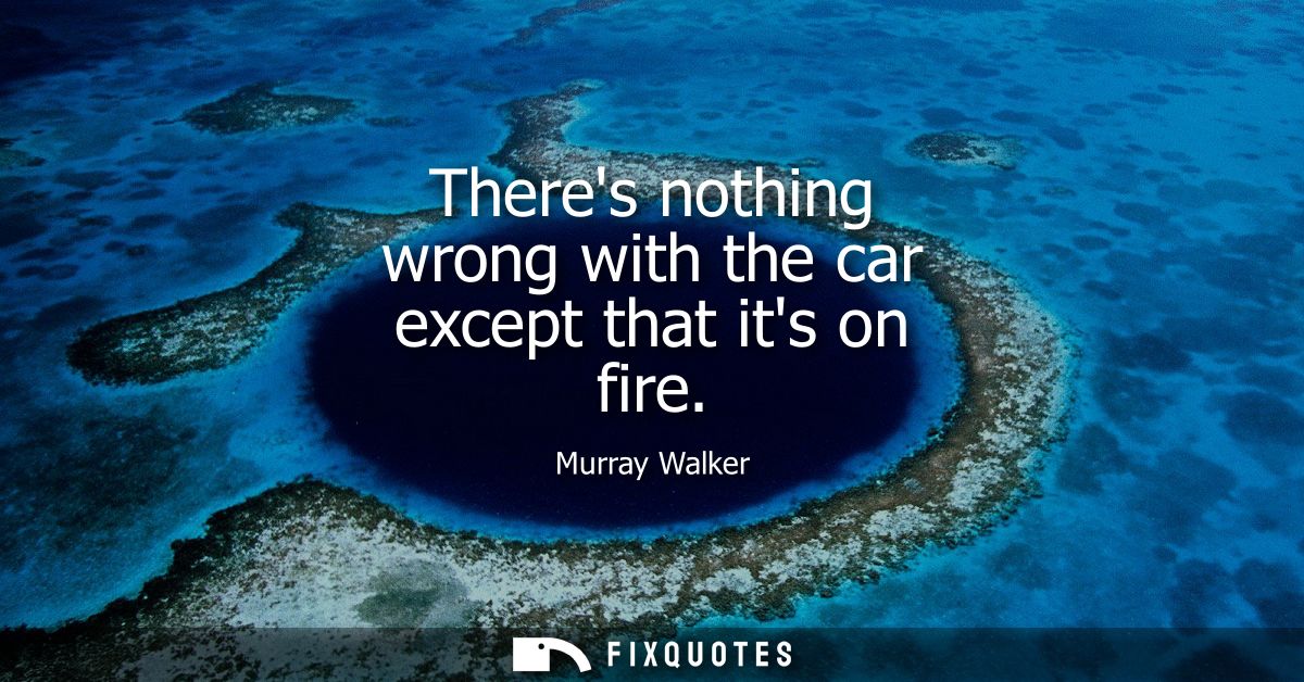 Theres nothing wrong with the car except that its on fire