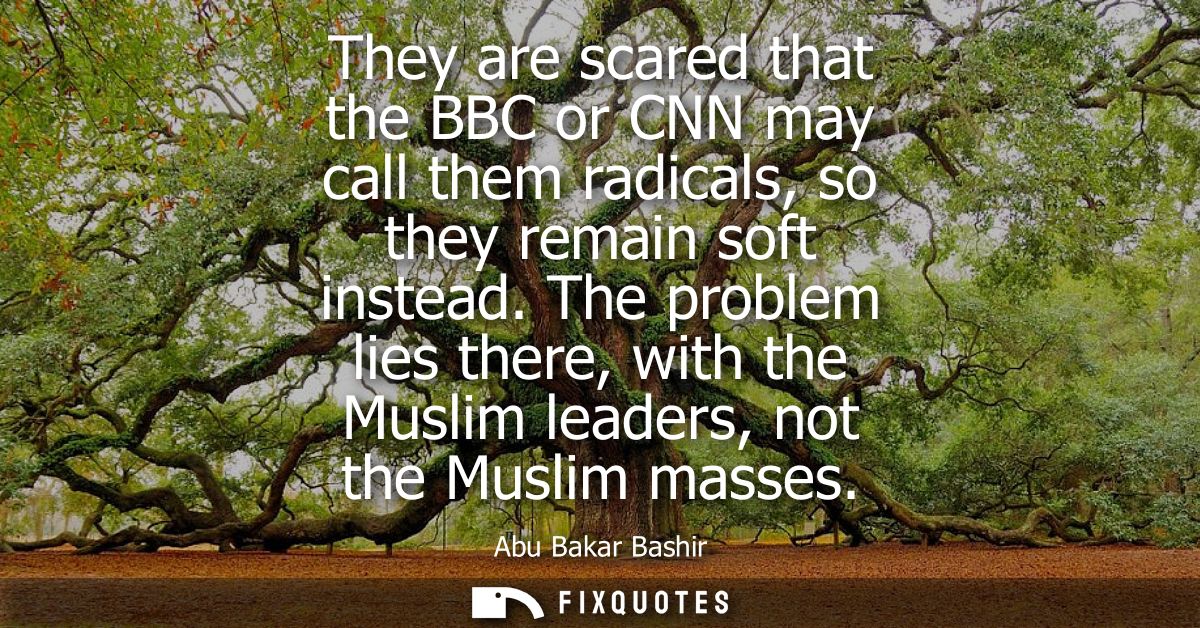 They are scared that the BBC or CNN may call them radicals, so they remain soft instead. The problem lies there, with th
