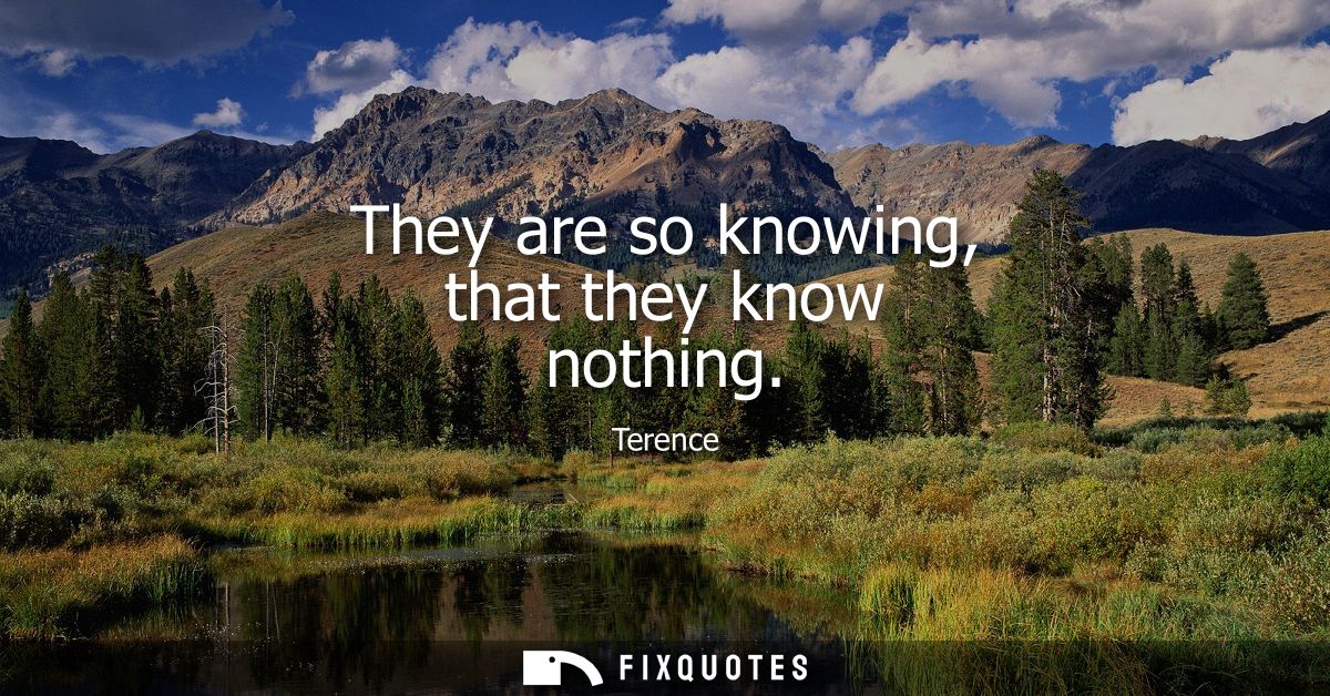 They are so knowing, that they know nothing - Terence