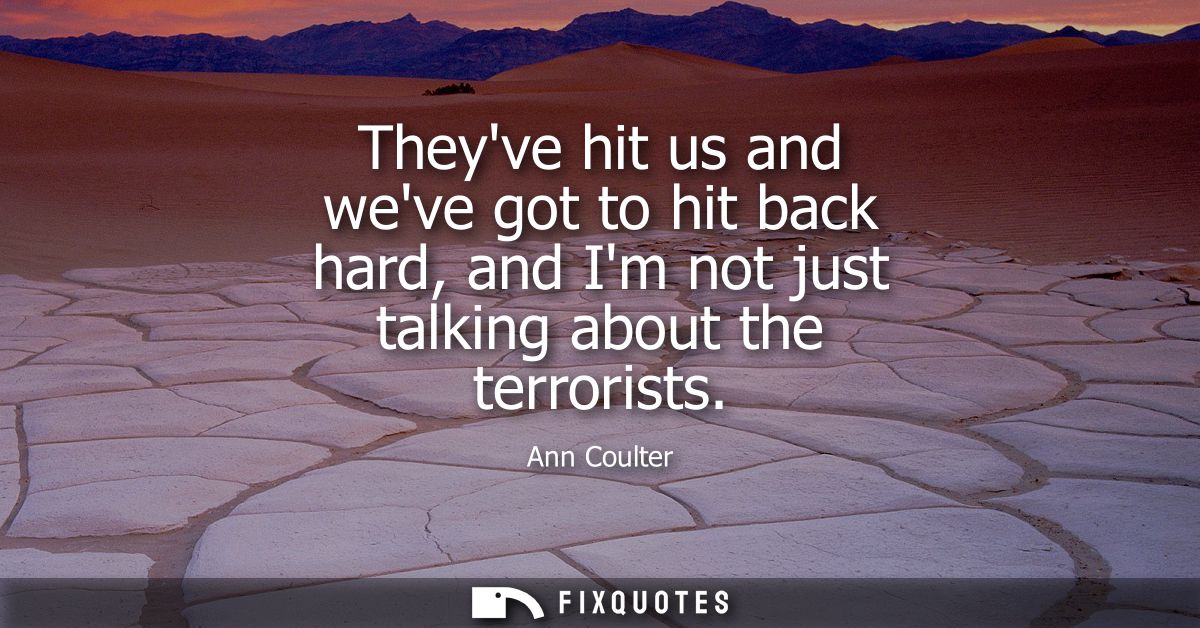 Theyve hit us and weve got to hit back hard, and Im not just talking about the terrorists