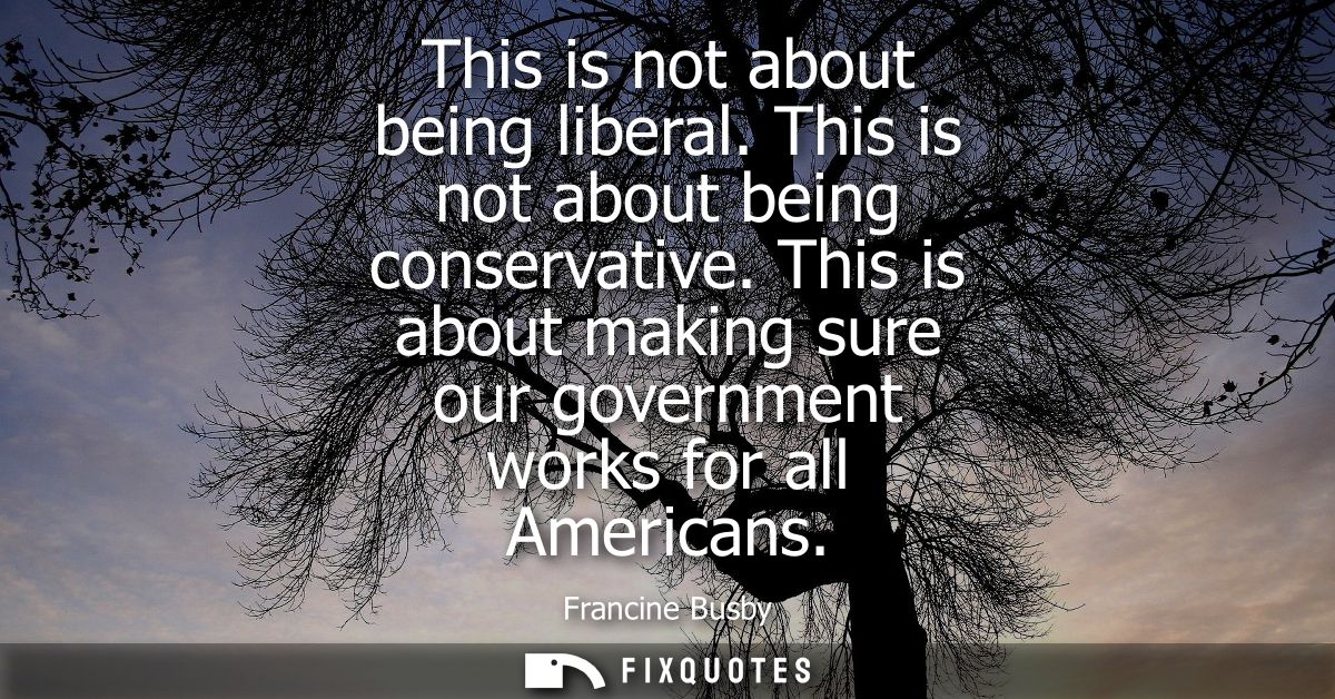 This is not about being liberal. This is not about being conservative. This is about making sure our government works fo