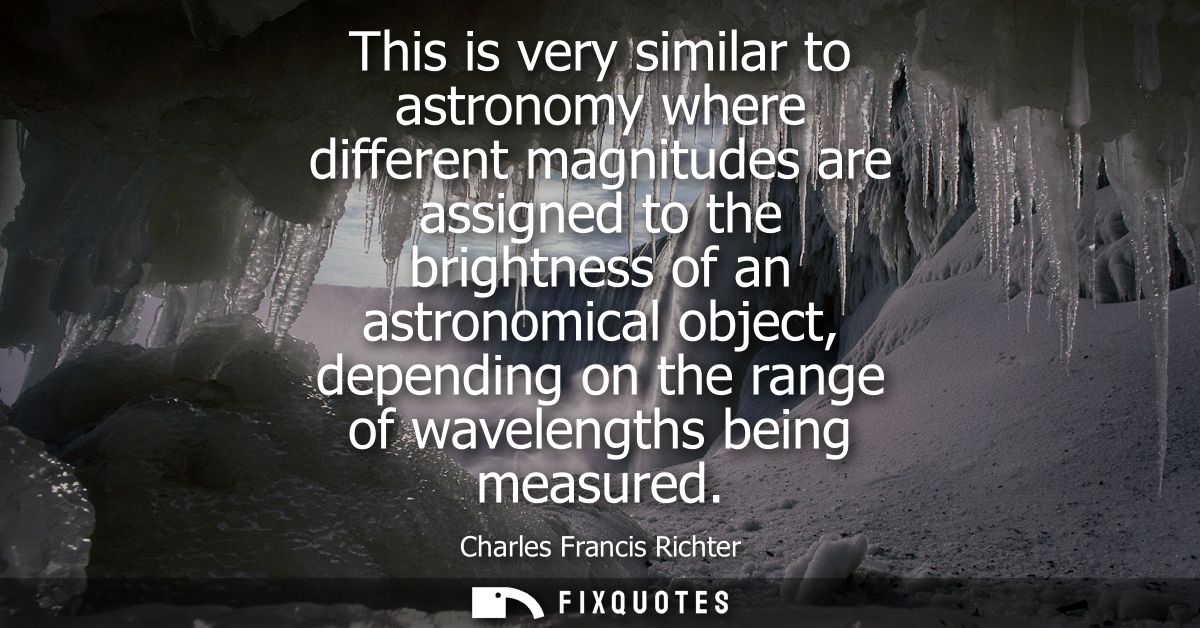 This is very similar to astronomy where different magnitudes are assigned to the brightness of an astronomical object, d