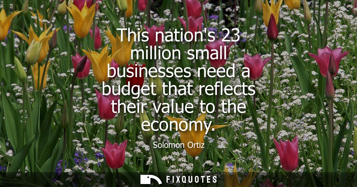 This nations 23 million small businesses need a budget that reflects their value to the economy