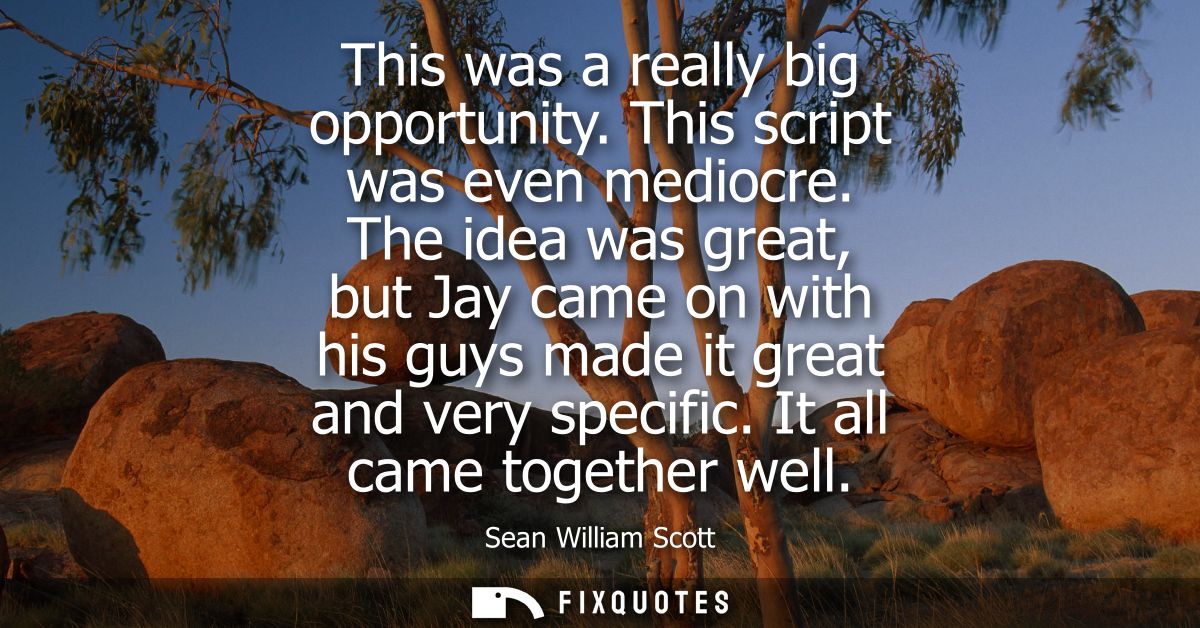 This was a really big opportunity. This script was even mediocre. The idea was great, but Jay came on with his guys made