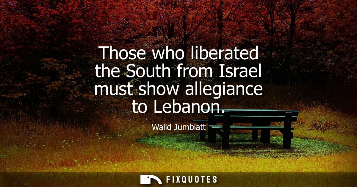 Those who liberated the South from Israel must show allegiance to Lebanon