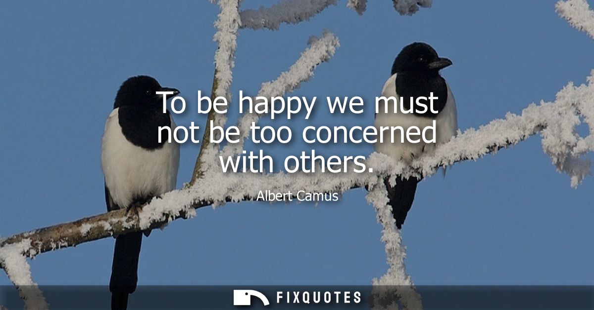 To be happy we must not be too concerned with others - Albert Camus