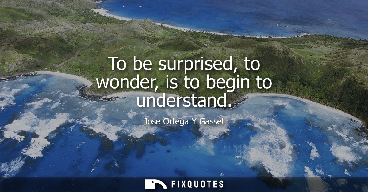 To be surprised, to wonder, is to begin to understand