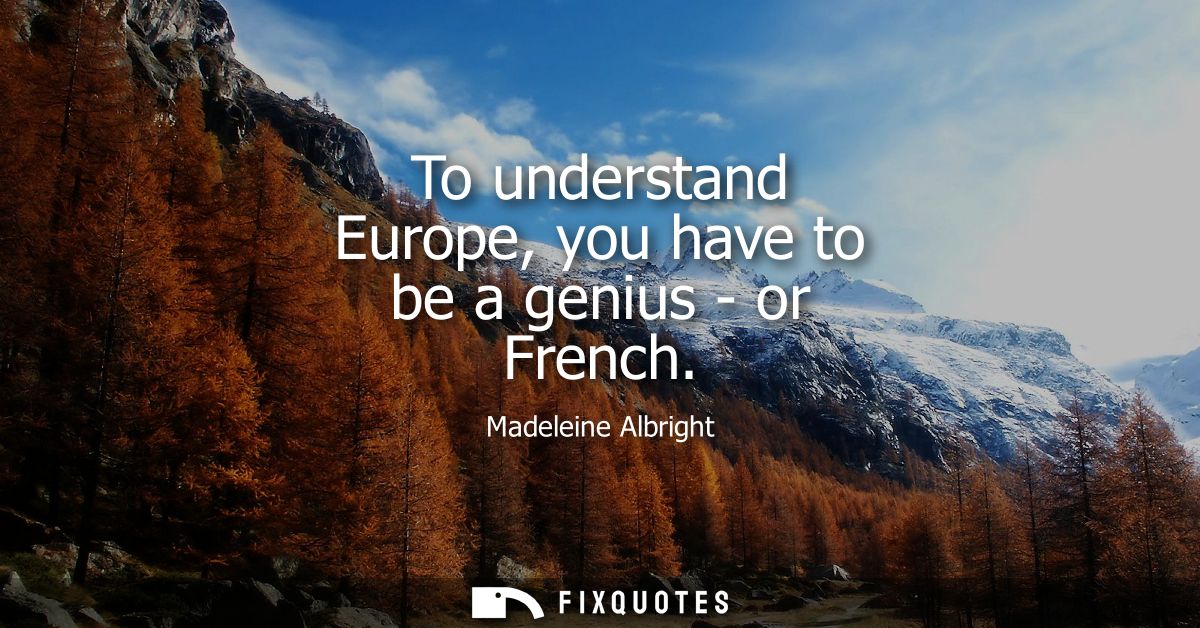To understand Europe, you have to be a genius - or French