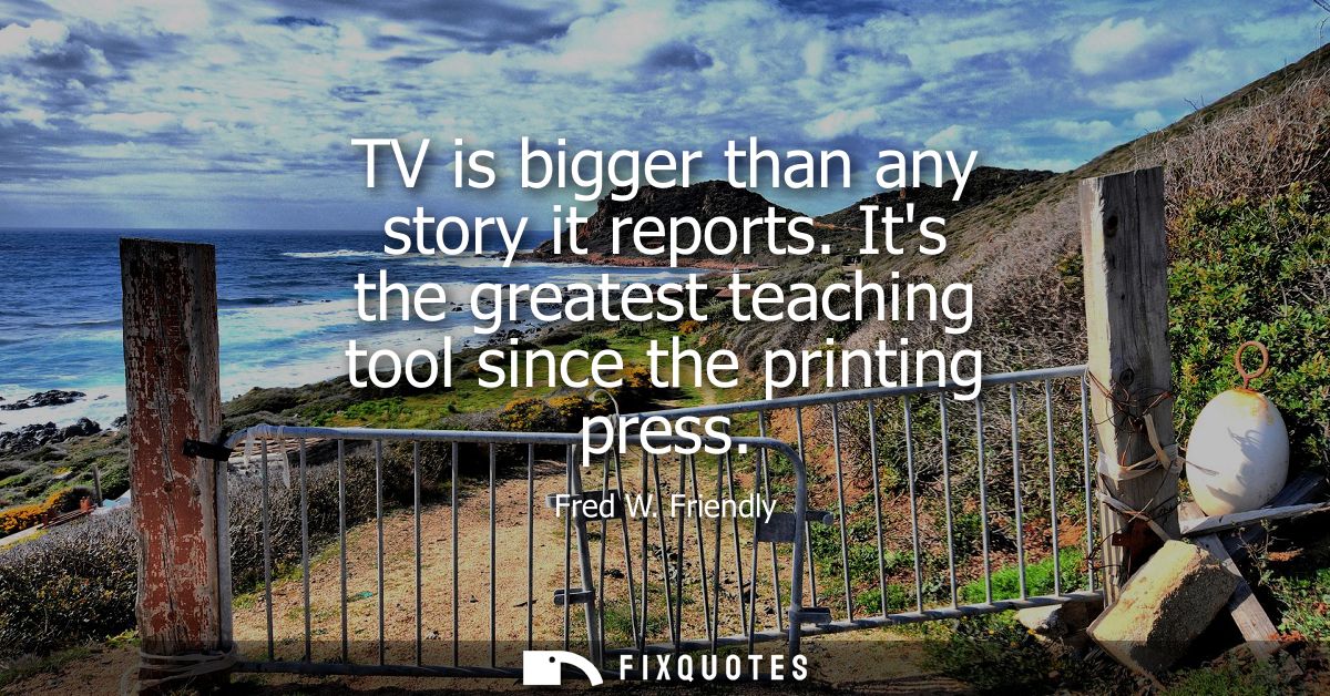 TV is bigger than any story it reports. Its the greatest teaching tool since the printing press