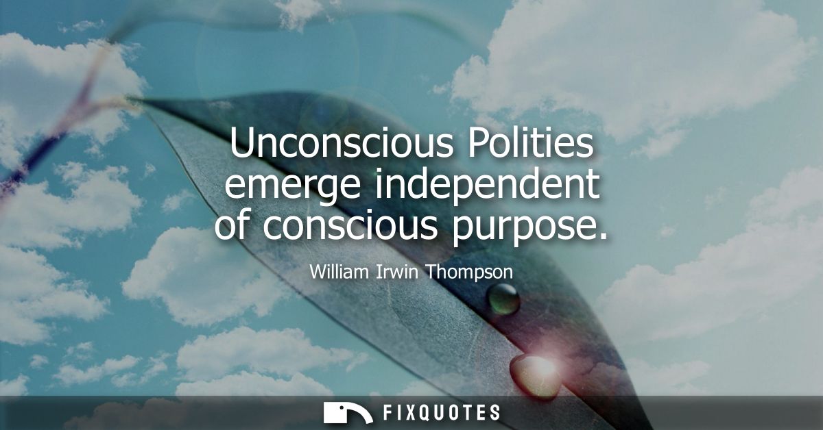 Unconscious Polities emerge independent of conscious purpose