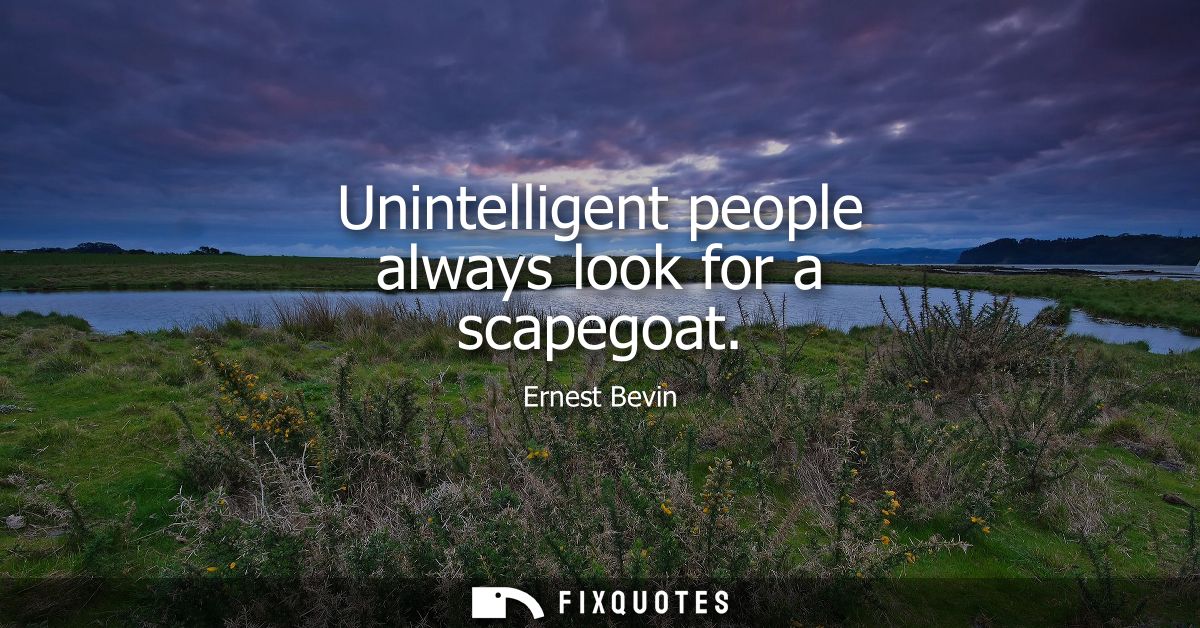 Unintelligent people always look for a scapegoat