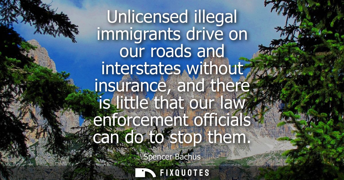Unlicensed illegal immigrants drive on our roads and interstates without insurance, and there is little that our law enf