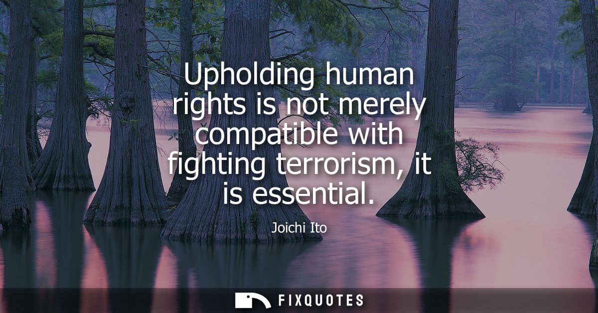 Upholding human rights is not merely compatible with fighting terrorism, it is essential