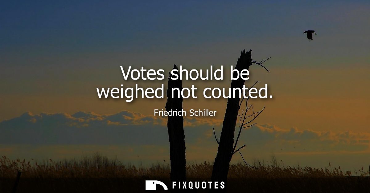 Votes should be weighed not counted