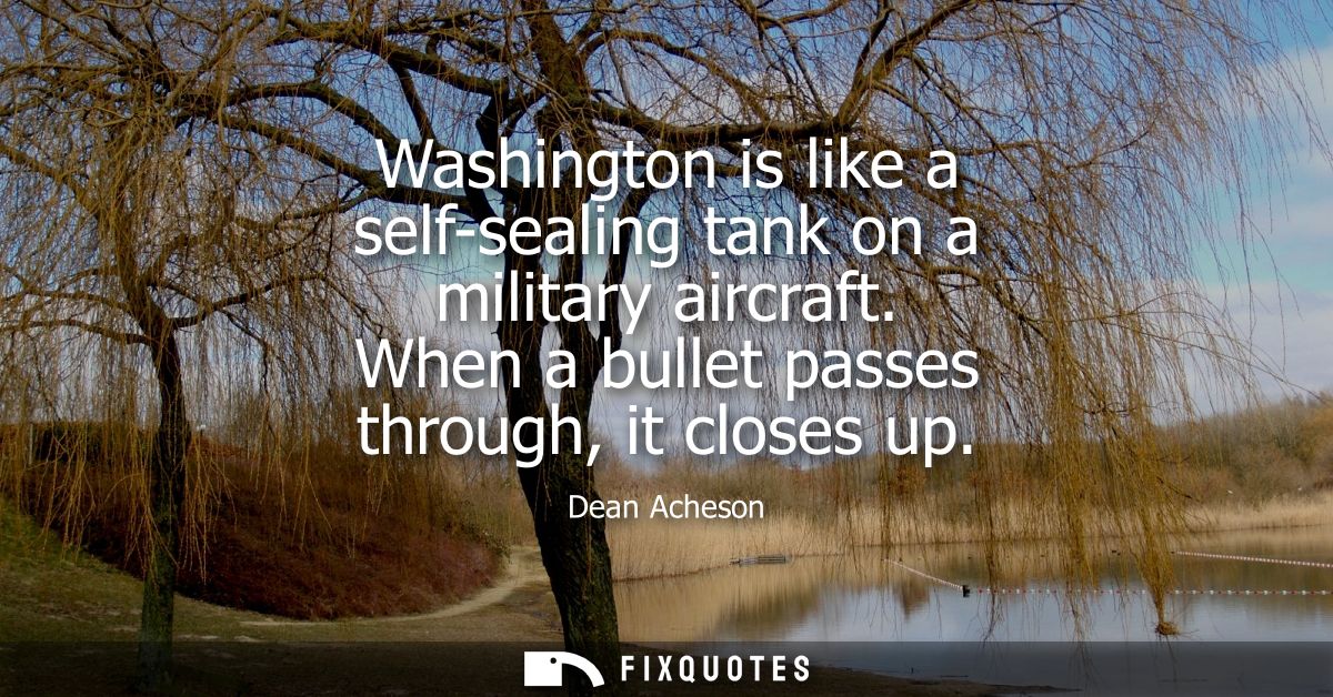Washington is like a self-sealing tank on a military aircraft. When a bullet passes through, it closes up