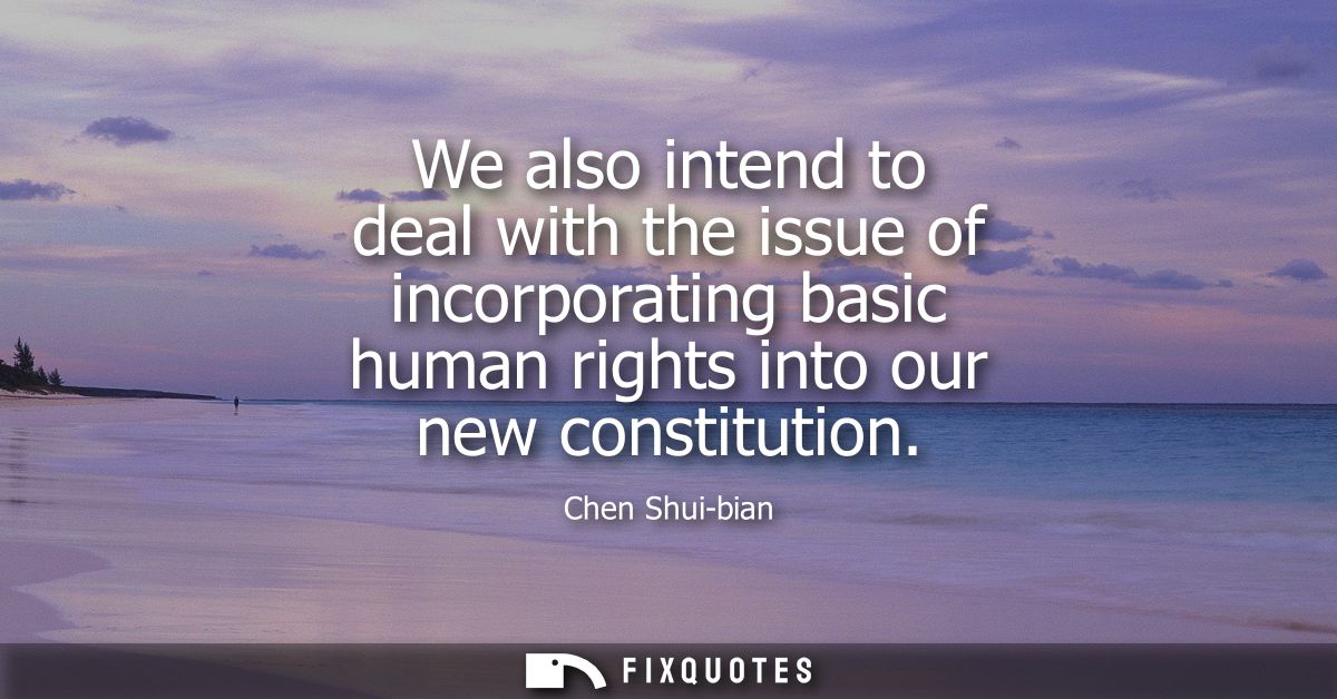 We also intend to deal with the issue of incorporating basic human rights into our new constitution