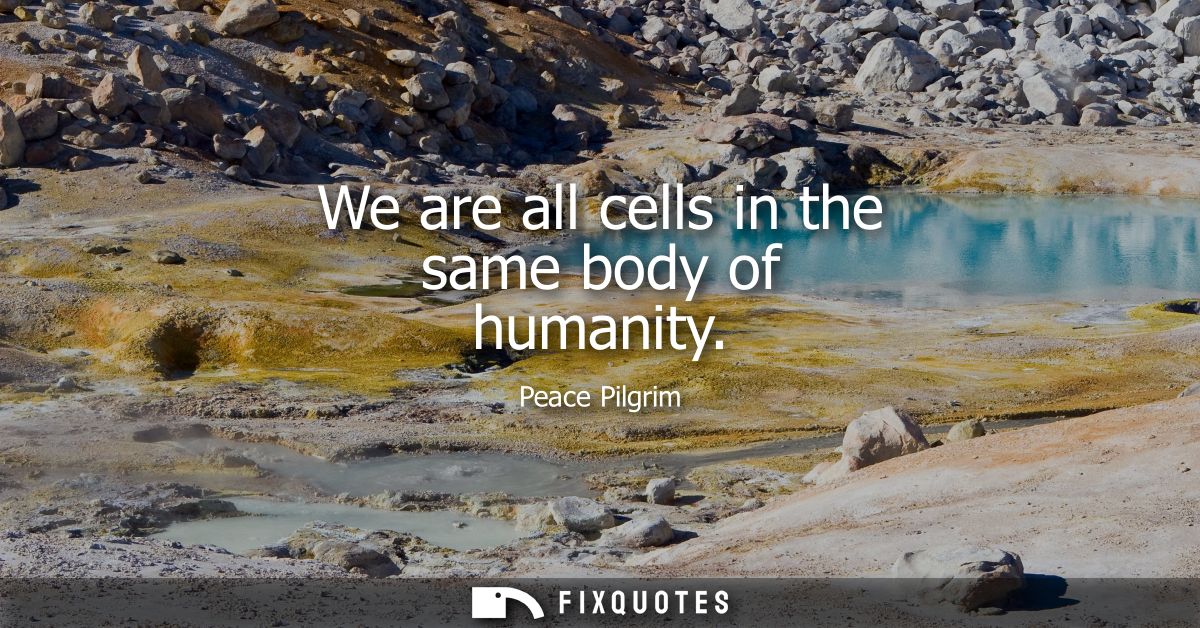 We are all cells in the same body of humanity