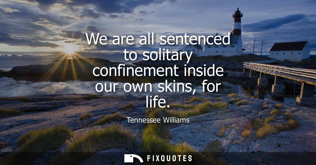 We are all sentenced to solitary confinement inside our own skins, for life