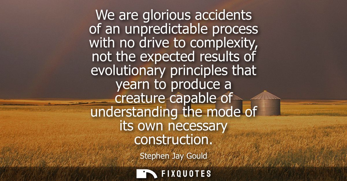 We are glorious accidents of an unpredictable process with no drive to complexity, not the expected results of evolution