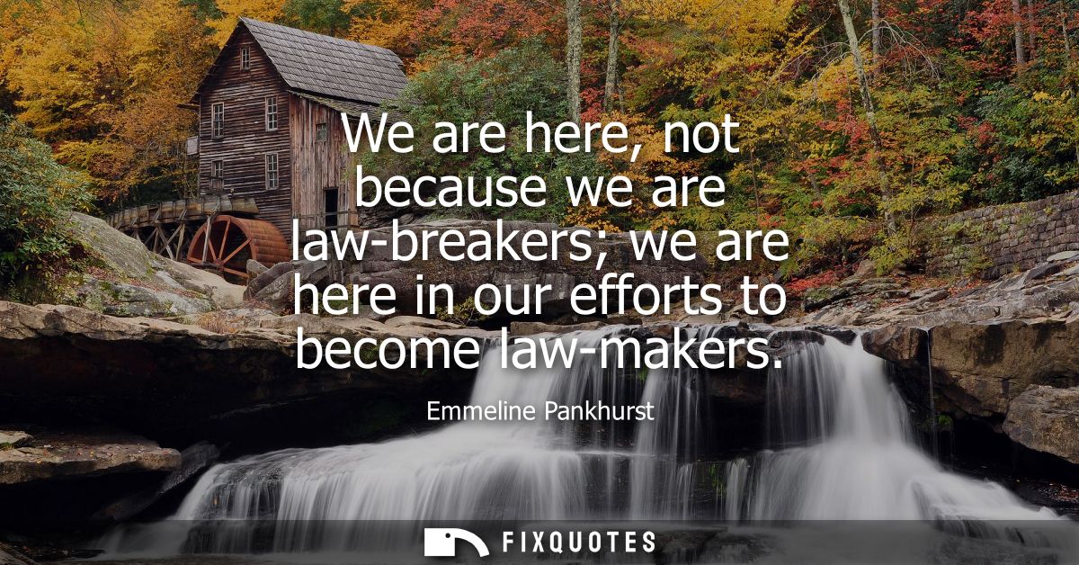 We are here, not because we are law-breakers we are here in our efforts to become law-makers