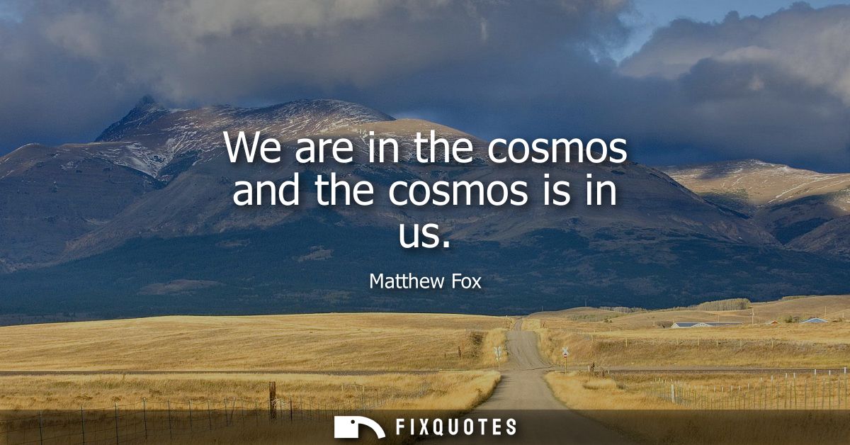 We are in the cosmos and the cosmos is in us