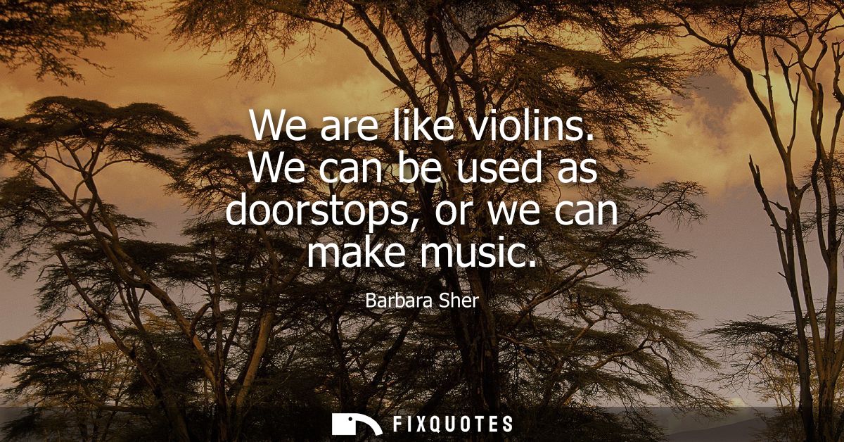 We are like violins. We can be used as doorstops, or we can make music