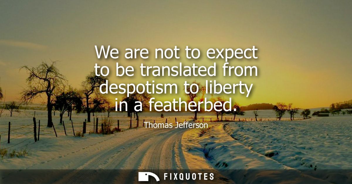 We are not to expect to be translated from despotism to liberty in a featherbed
